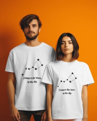 FELIZ White Casual T Shirt Connecting The Stars Mens Casual T Shirts Casual T Shirts for Women Best Casual T Shirts